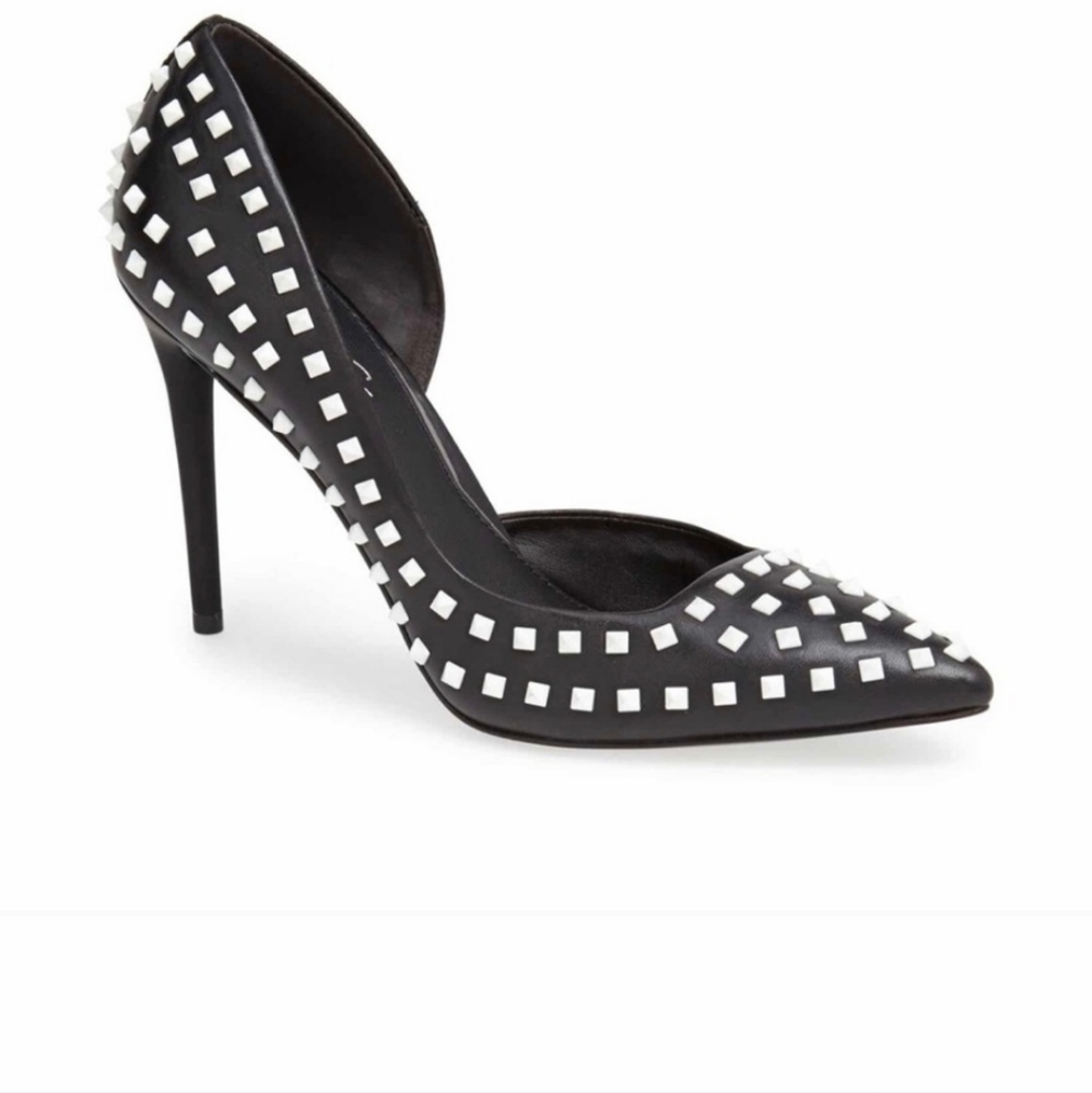 Kenneth Cole New York Black / White Spiked d'Orsay Heels - Picture 3 of 9